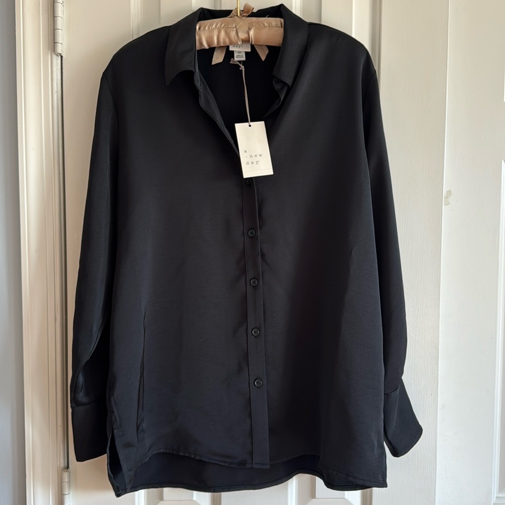 Black satin blouse